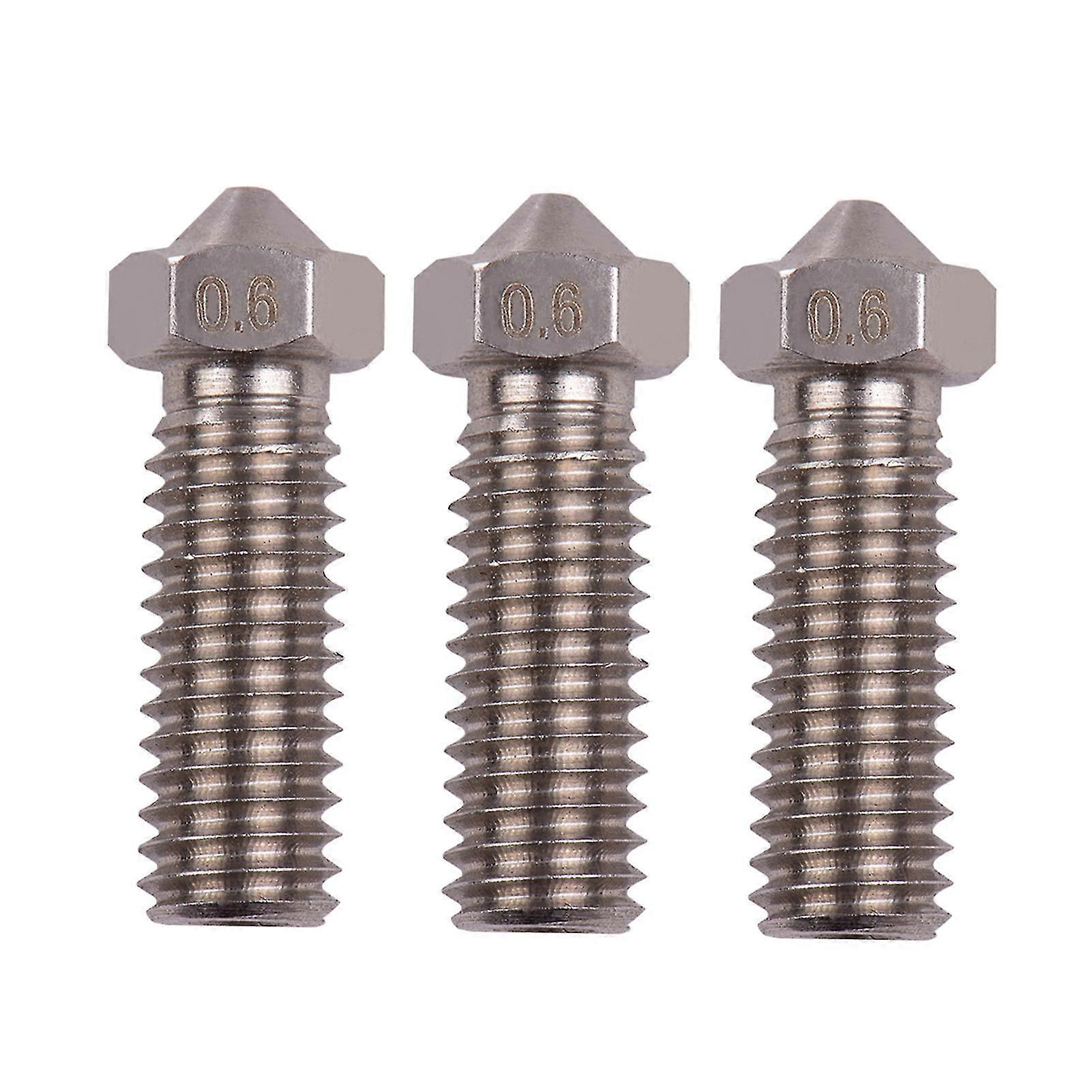 3pcs 3d Printer Extruder Stainless Steel Volcano Nozzle M6 Thread Printer