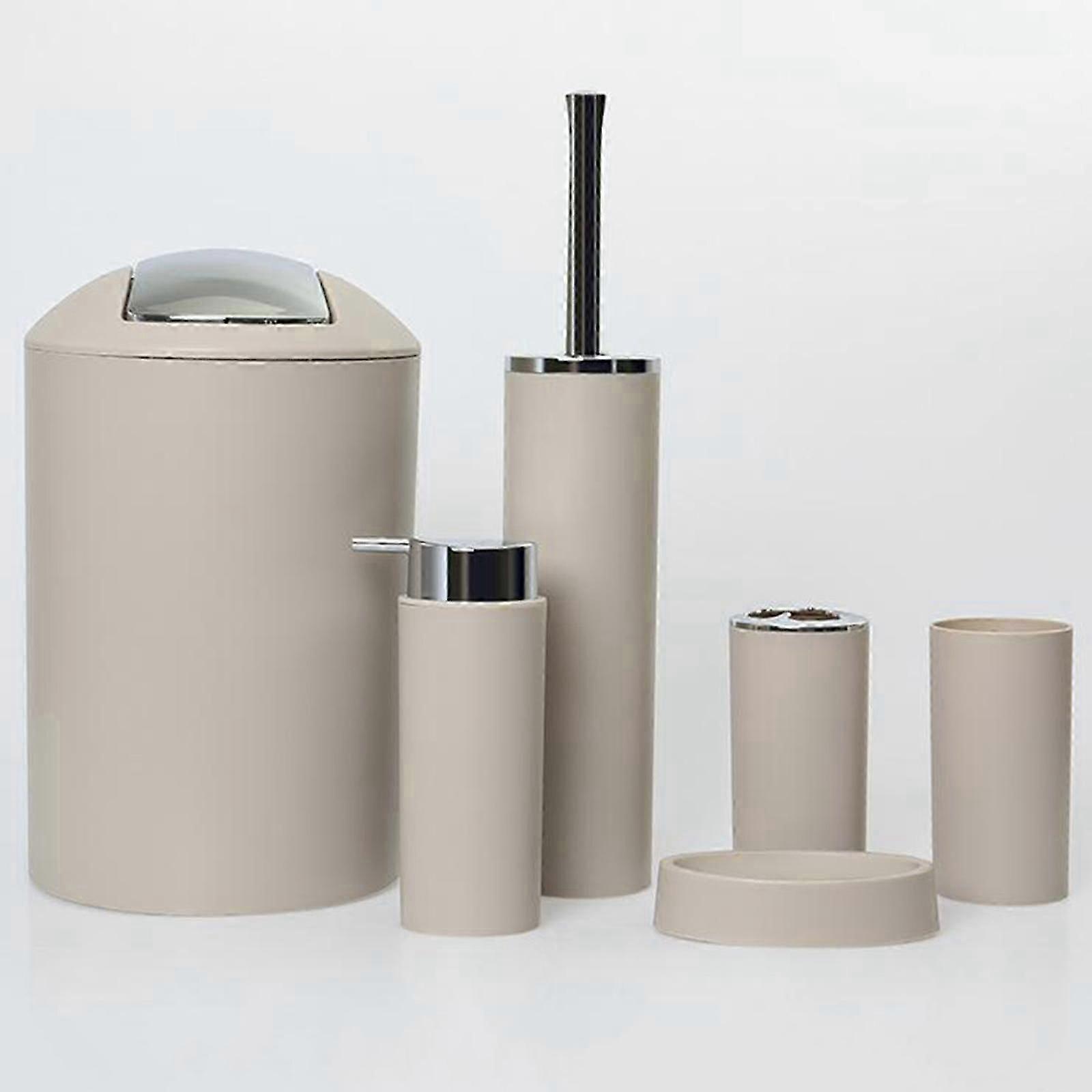 6PCS Badzubehör Set Tumbler, Zahnbürstenhalter, Lotionspender, Seifenschale, Mülleimer, WC-Bürste-Yvan