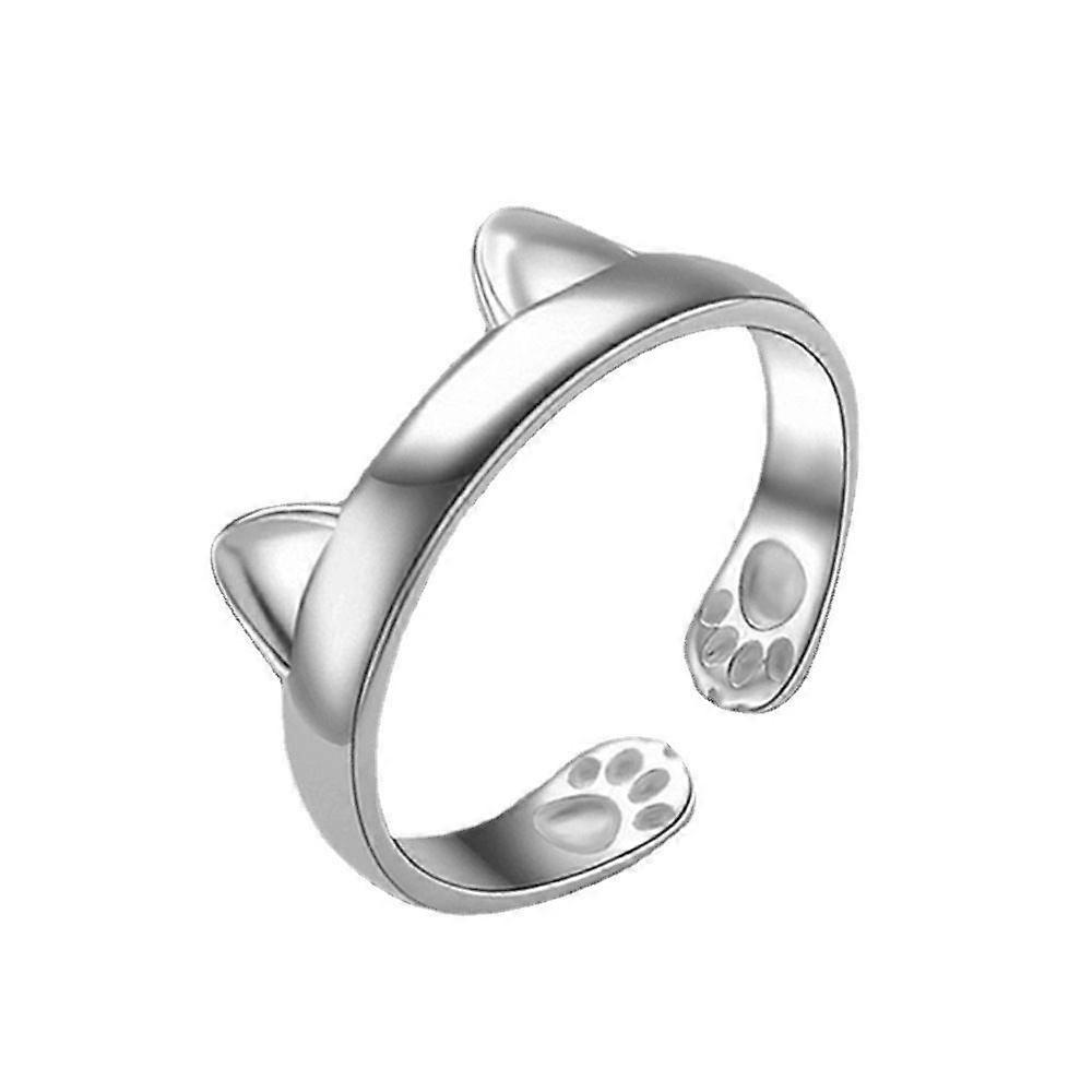 Drăguț Cat Paw Open Inel reglabil 925 Silver Cat Paw Print Inele de argint Femei 925 Inele Femei Doamnelor Inel