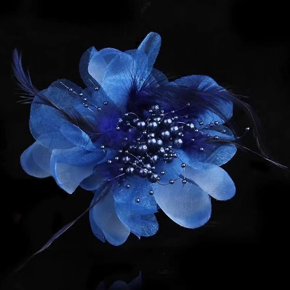 Solid Color Art Flower Brooch Beaded Feather Feather Fabric Fashion Women's Corsage