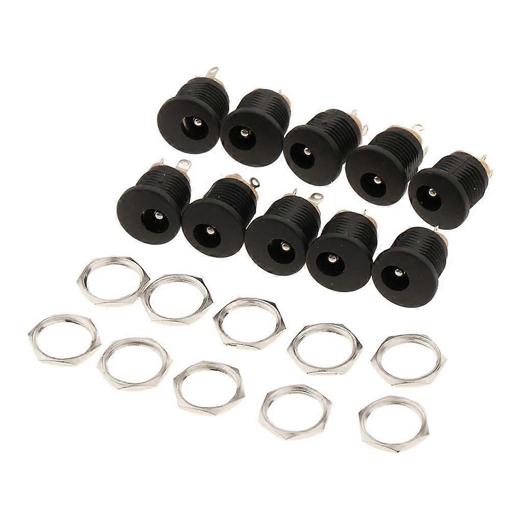 10Pcs DC 5525 Power Socket & 10Pcs Screw & 10Pcs Nuts Assembly Sets