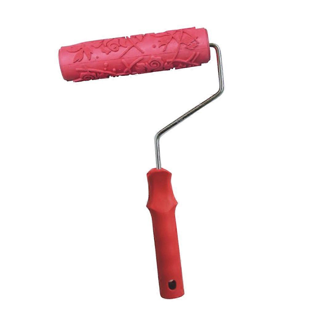 7'' Embossed Rubber Roller Decorative Wall Texture Rubber Paint Roller Red