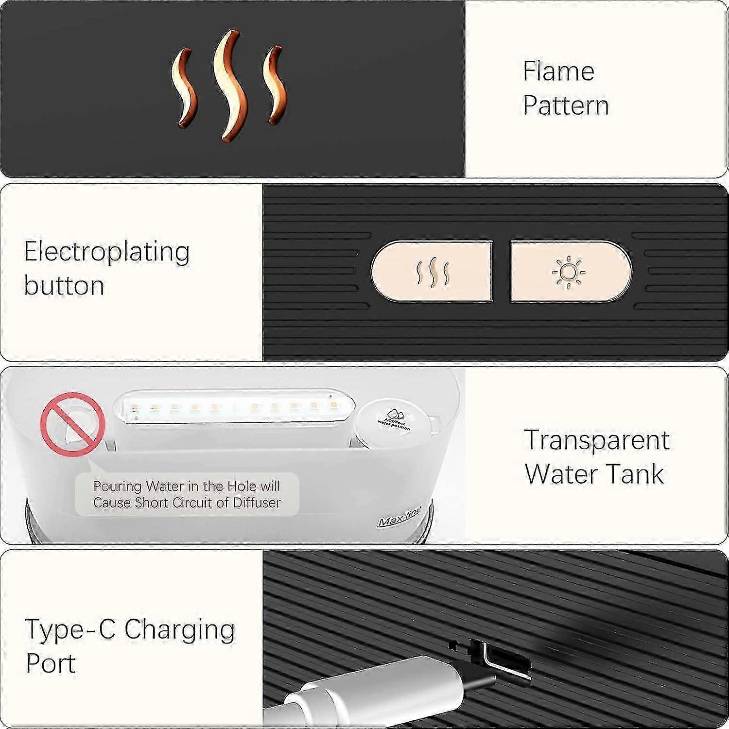 Mini Ultrasonic Humidifier Flame Aroma Diffuser