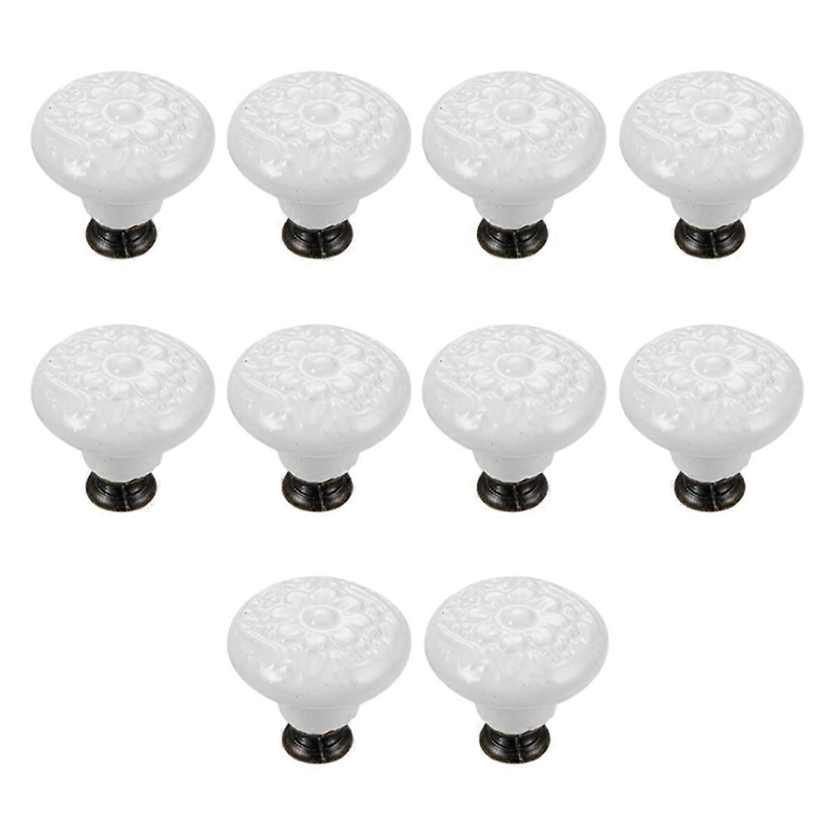 10 Pcs Drawer Pull Handles Round Cabinet Knobs Door Knobs White