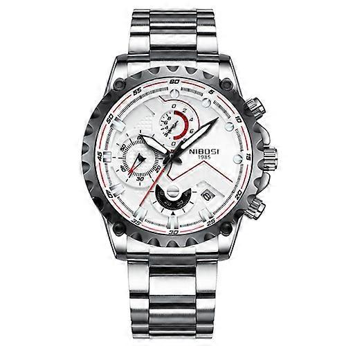 NIBOSI Minimalist Analog Watch - Slim Black Dial with Calendar Function