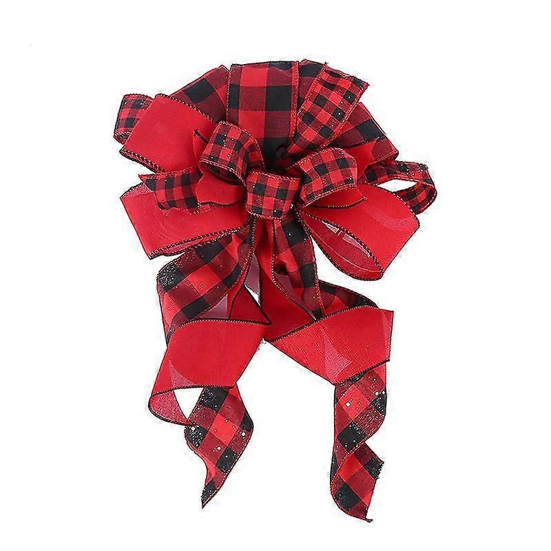 Christmas Tree Topper Bow Red Streamer Mesh Streamer For Xmas Ornaments Wreath Decoration Decor (1pcs-red)
