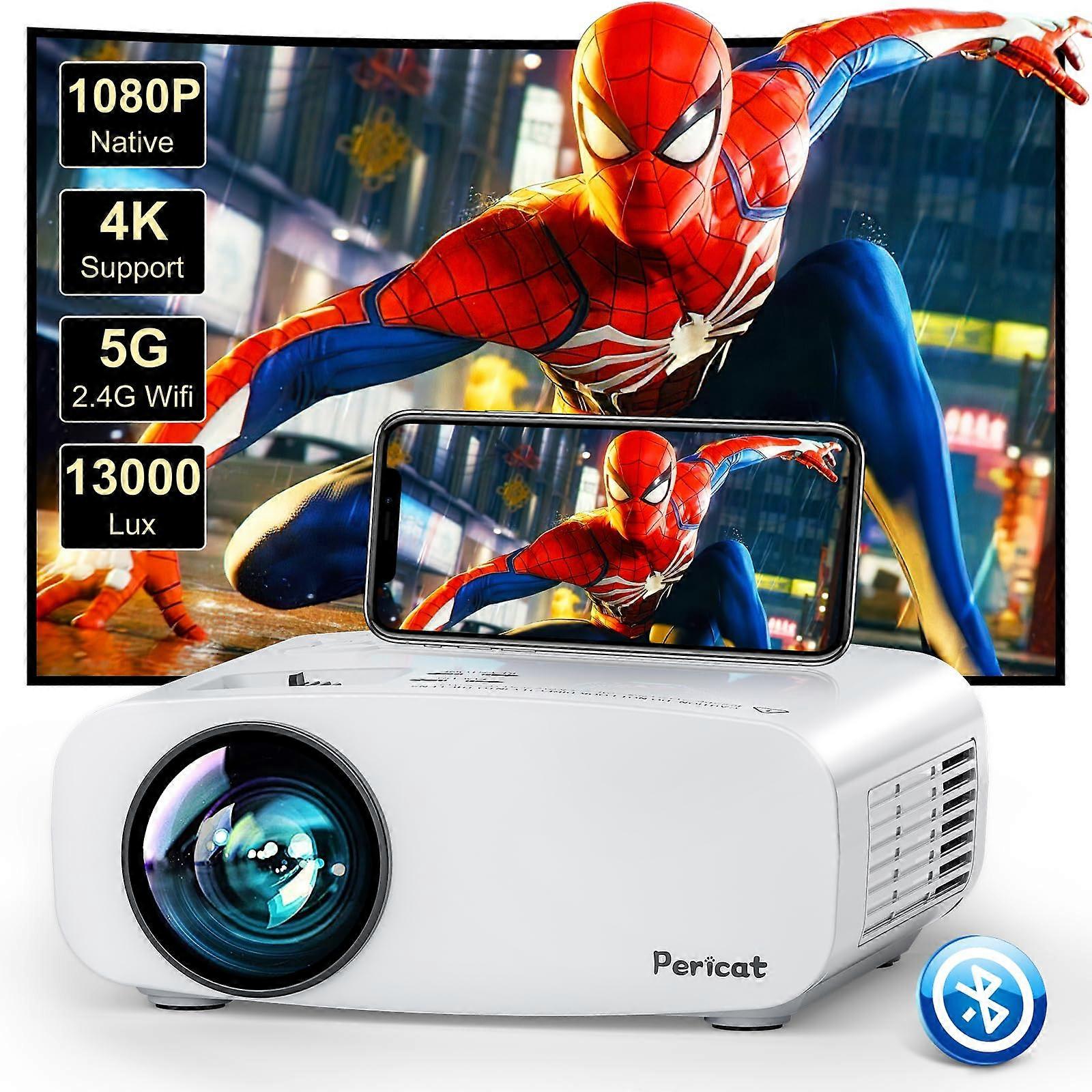 5G WiFi Projector Bluetooth,10000L Native 1080P Outdoor Video Projector 4K Supported
