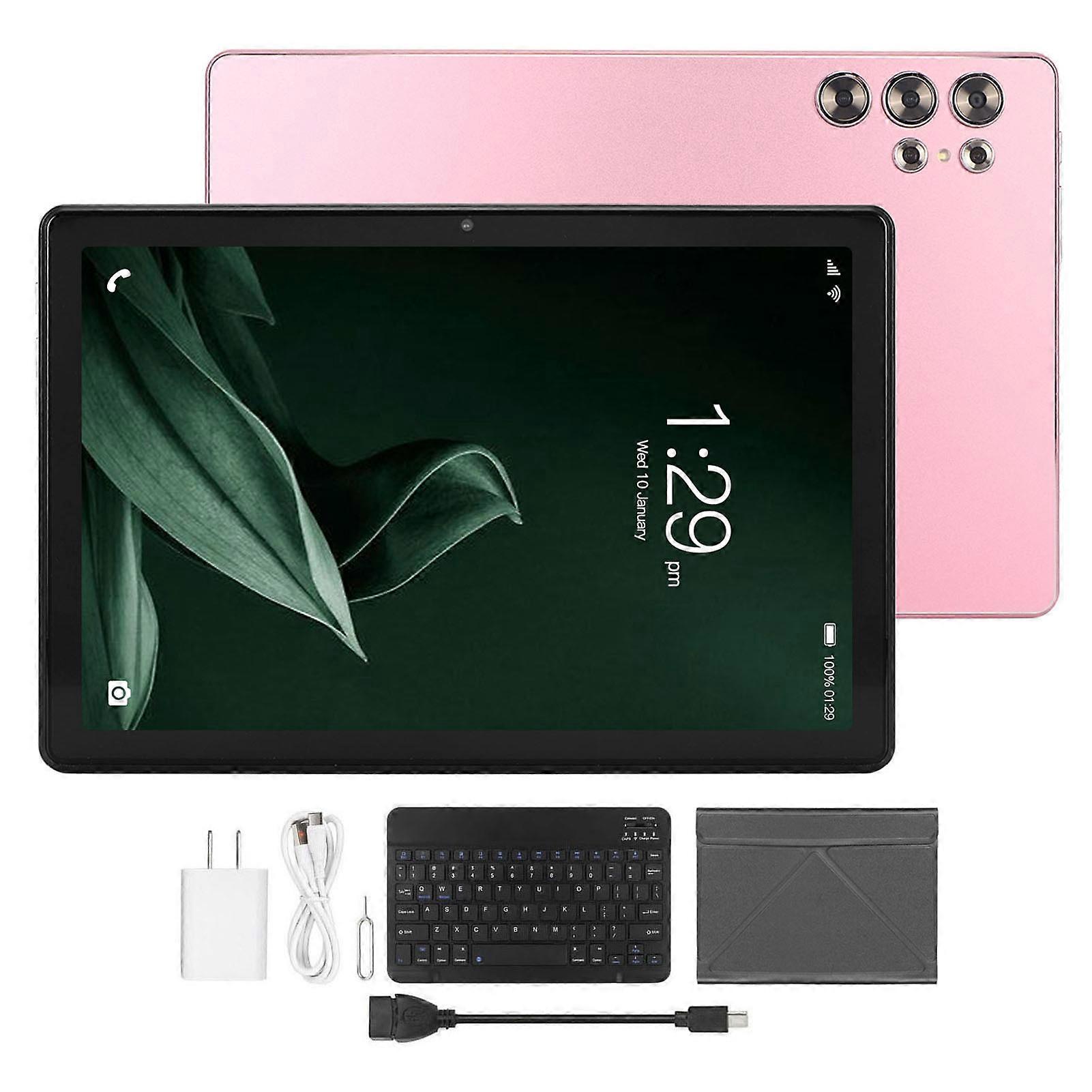 10.1 Inch Android 13 2 in 1 Tablet with Keyboard, Octa Core, 4G LTE, Dual Camera, Pink