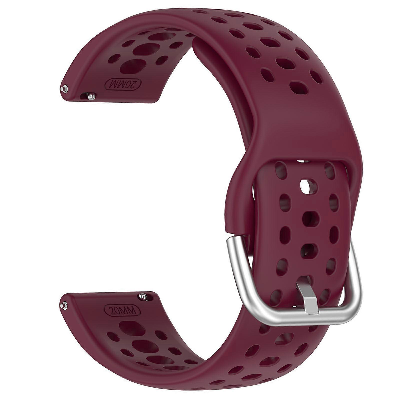20MM Silicone Watch Strap Sport Breathable Watch Band Hole Style for Amazfit Active2 (A2437)Wine Red