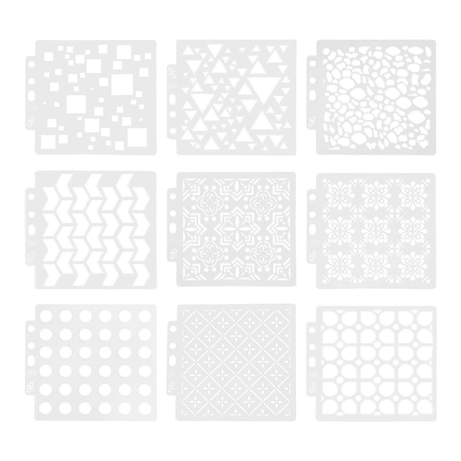 9pcs Stencil DIY Reusable Art Templates for Scrapbooking and Journals