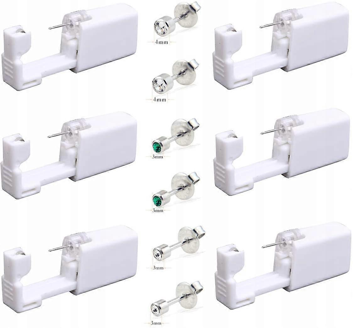Pistolet de perçage d’oreille jetable avec boucles d’oreilles, 6x