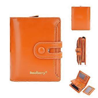 BAELLERRY N3255 Women PU Leather Zipper Coin Purse Dual Button Short Wallet Cards Cash Holder