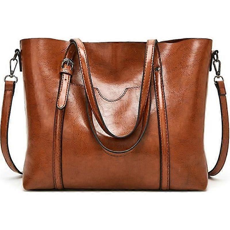 Women's PU Leather Handbag - Brown - Shoulder Bag - Solid Color