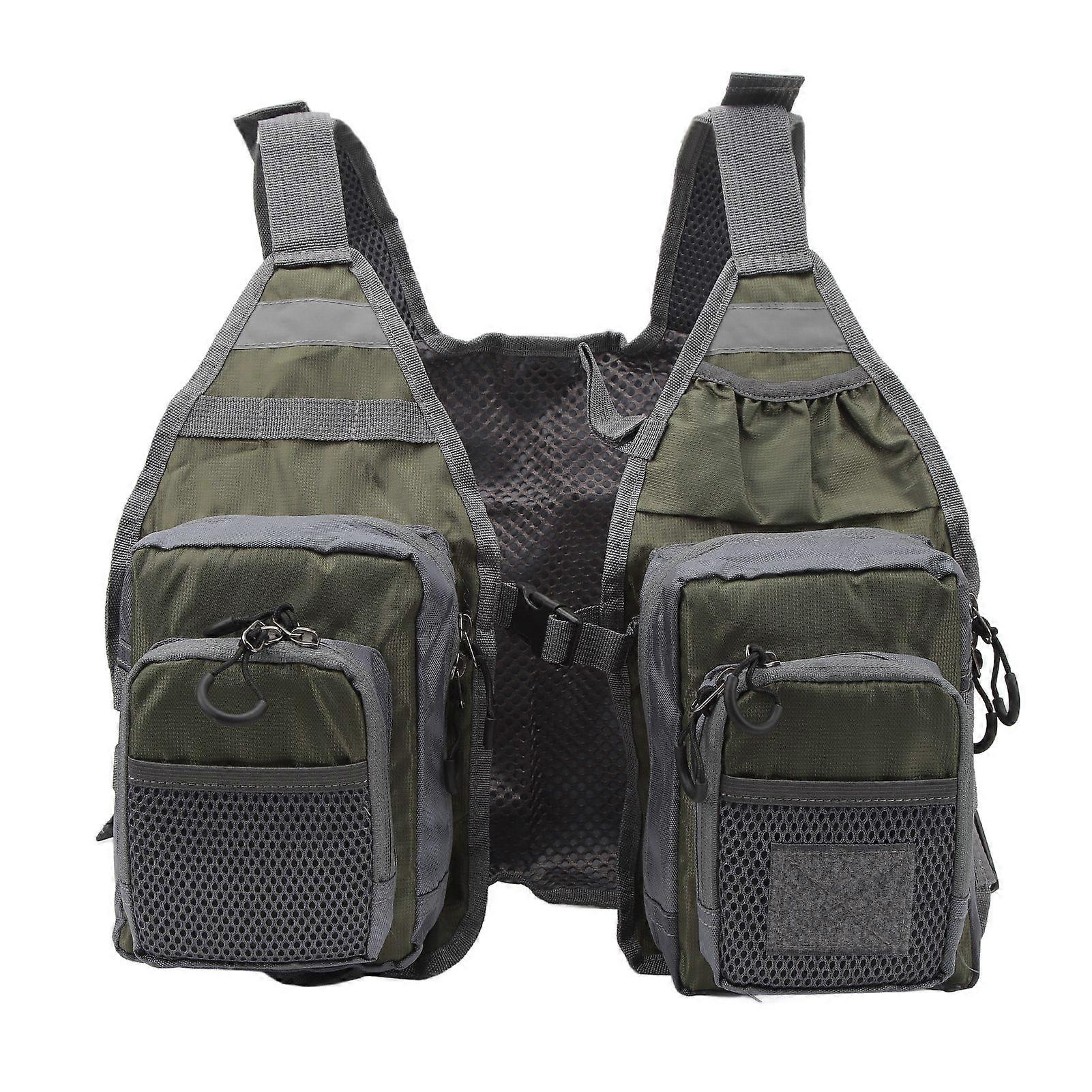 حزام يطير سترة 8 جيوب أكسفورد القماش شرائط عاكسة شبكة بطانة قابل للتعديل معدات الصيد في الهواء الطلق