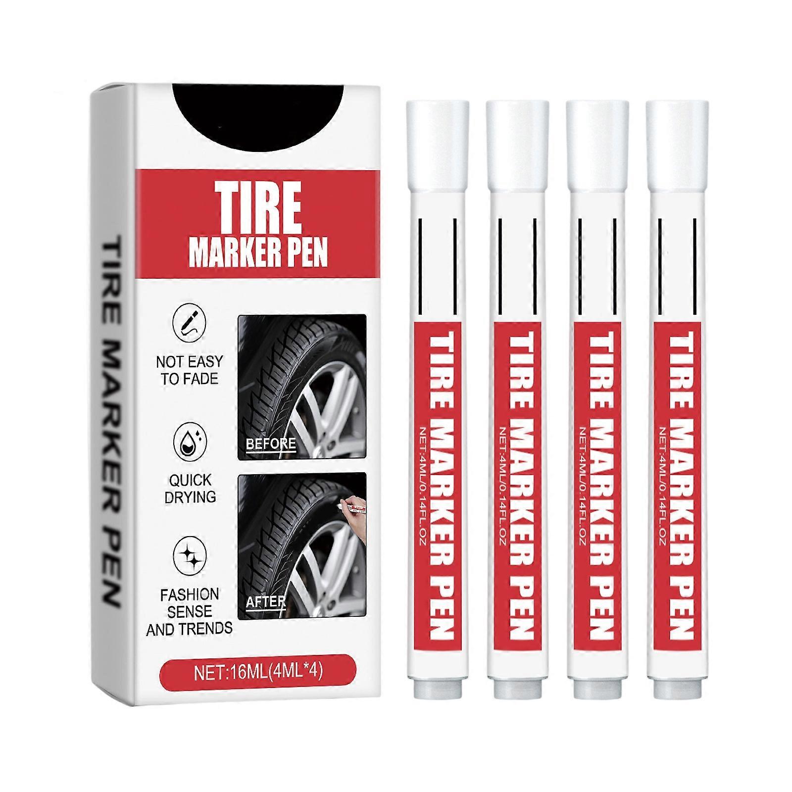 Professional White Tire Paint Labeling Markers 4PCs Water Resistant High Coverage Markers For Vehicle Tire Customization