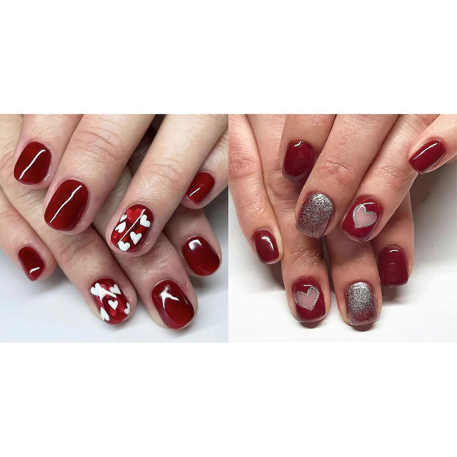 48 Pcs Imprensa em Unhas Amêndoa Colas em Unhas Francesas Desenhos de Unhas Falsas Unhas Postiças Unhas Artificiais Presentes para Mulheres Meninas