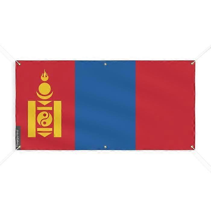 Mongolia Flag Banner - PIXELFORMA - 120x240cm - Durable Polyester - 6 Reinforced Eyelets