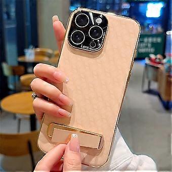 Para iPhone 16 Pro Max Case PU Leather + PC Funda de teléfono galvanizada con soporte