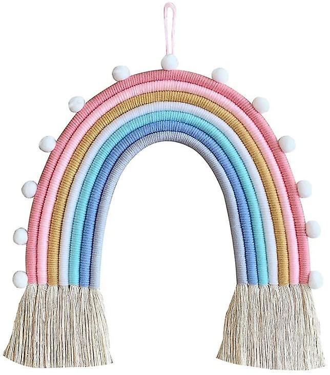 Rainbow Wall Decor Hanging Room Boho Small Tapestry, Woven Decorative With Tassel