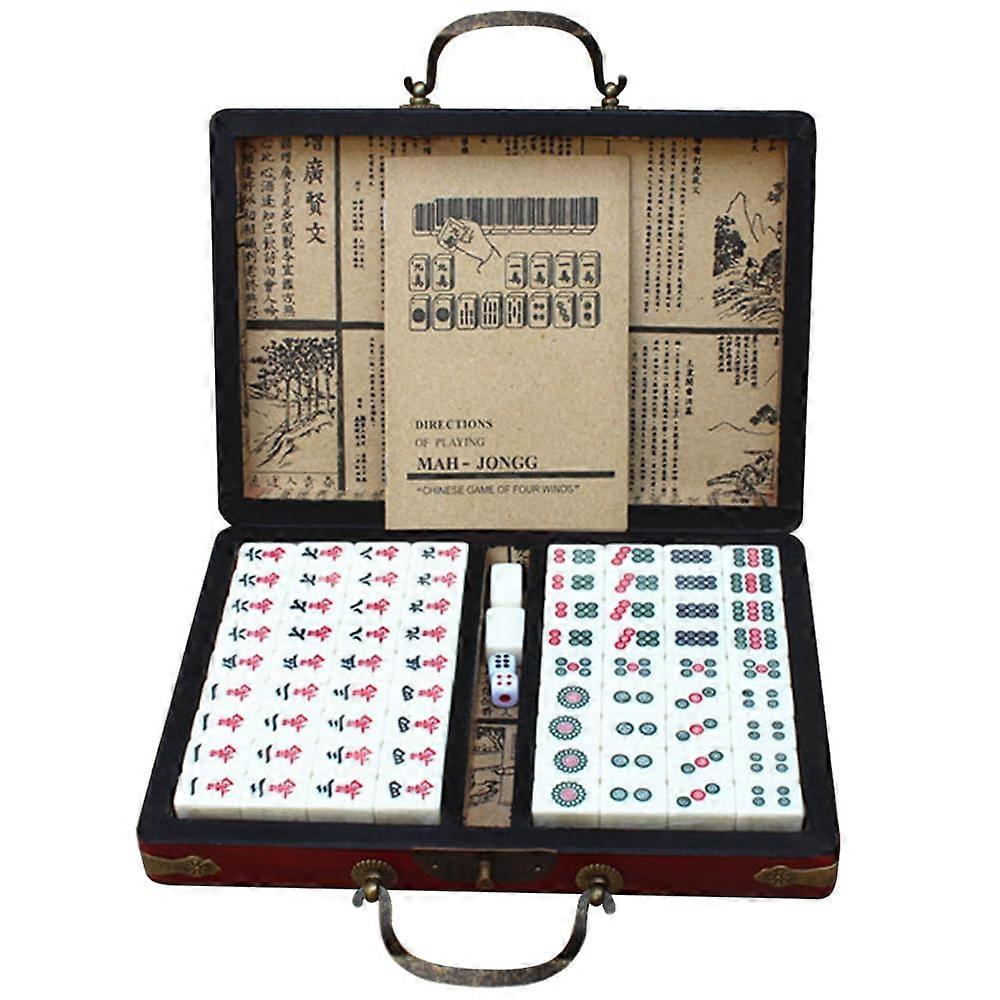 Chinese Numbered Mahjong Set 144 Tiles Large Black MAH Jong Game Toy with CASE Suit for Adults