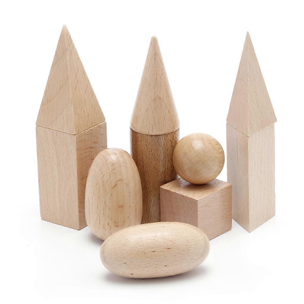 Wooden Geometric Solids 3-D Shapes Learning Resources for School Home Multicolor