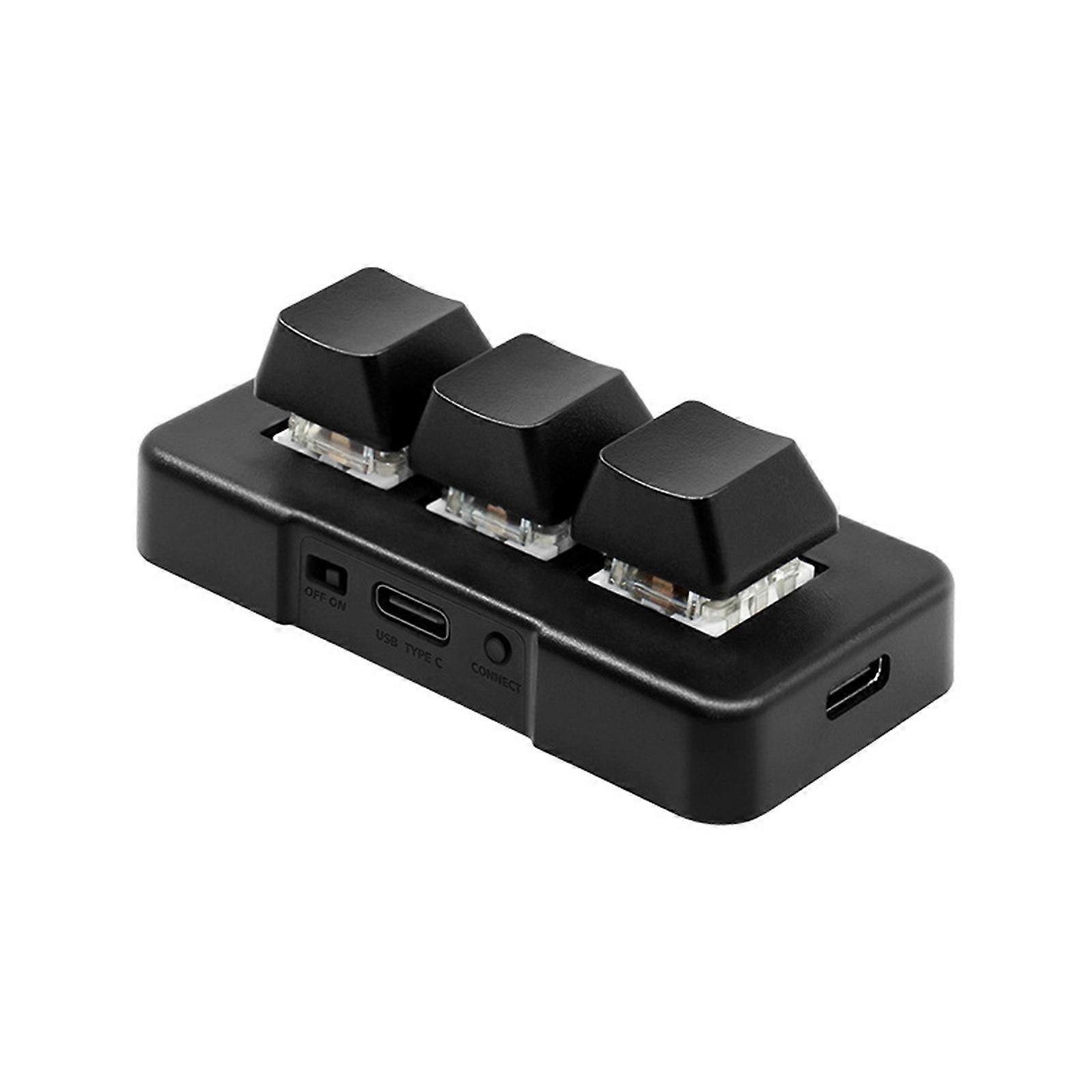 3-key Miniature Customized Keyboard Mechanical 2.4G Wireless Bluetooth-compatible Connection for Office Game Multimedias  Black
