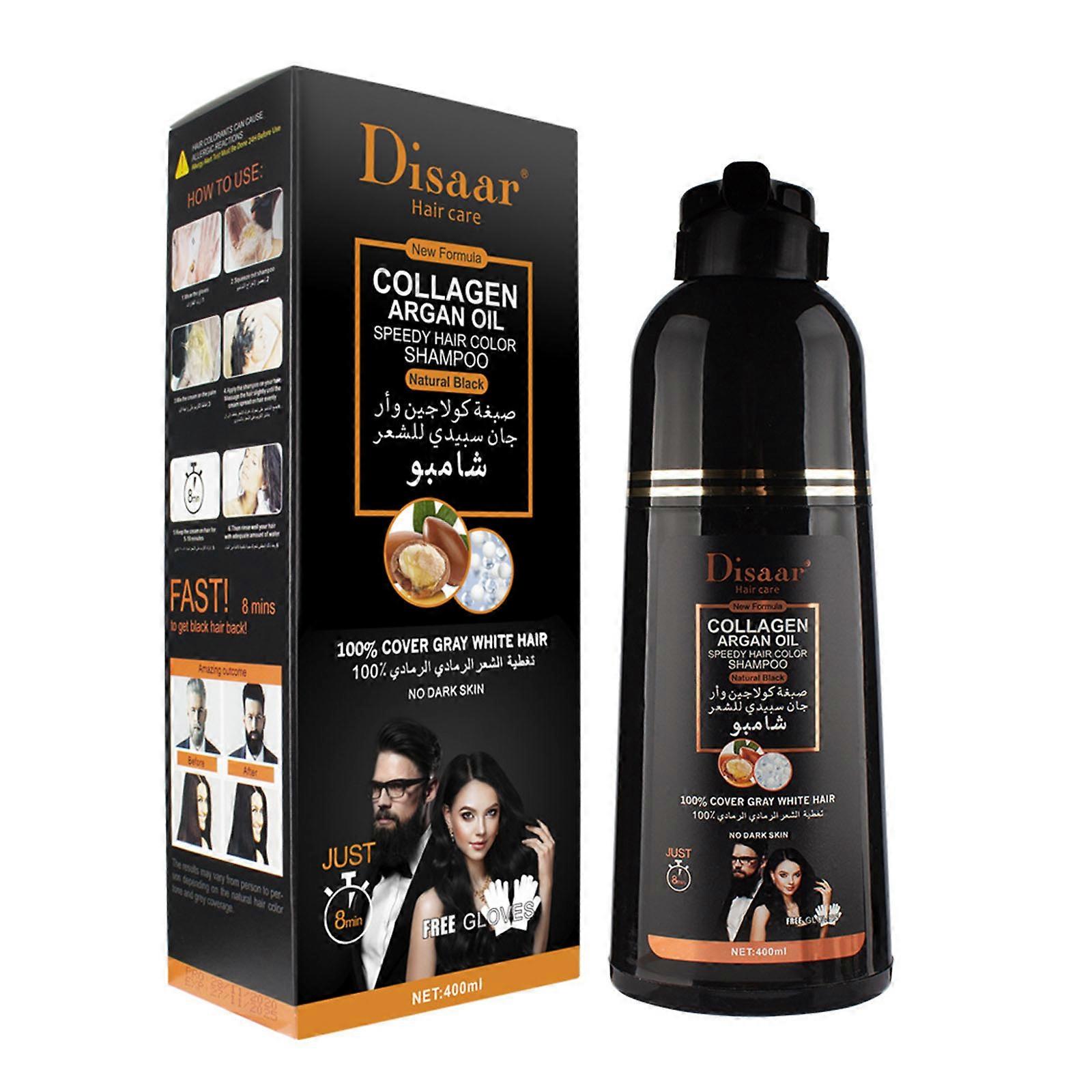Shampooing colorant pour cheveux naturels pour les personnes âgées en quelques minutes Noir longue durée Facile à utiliser Shampooing colorant pour cheveux noirs à action rapide Multicolore