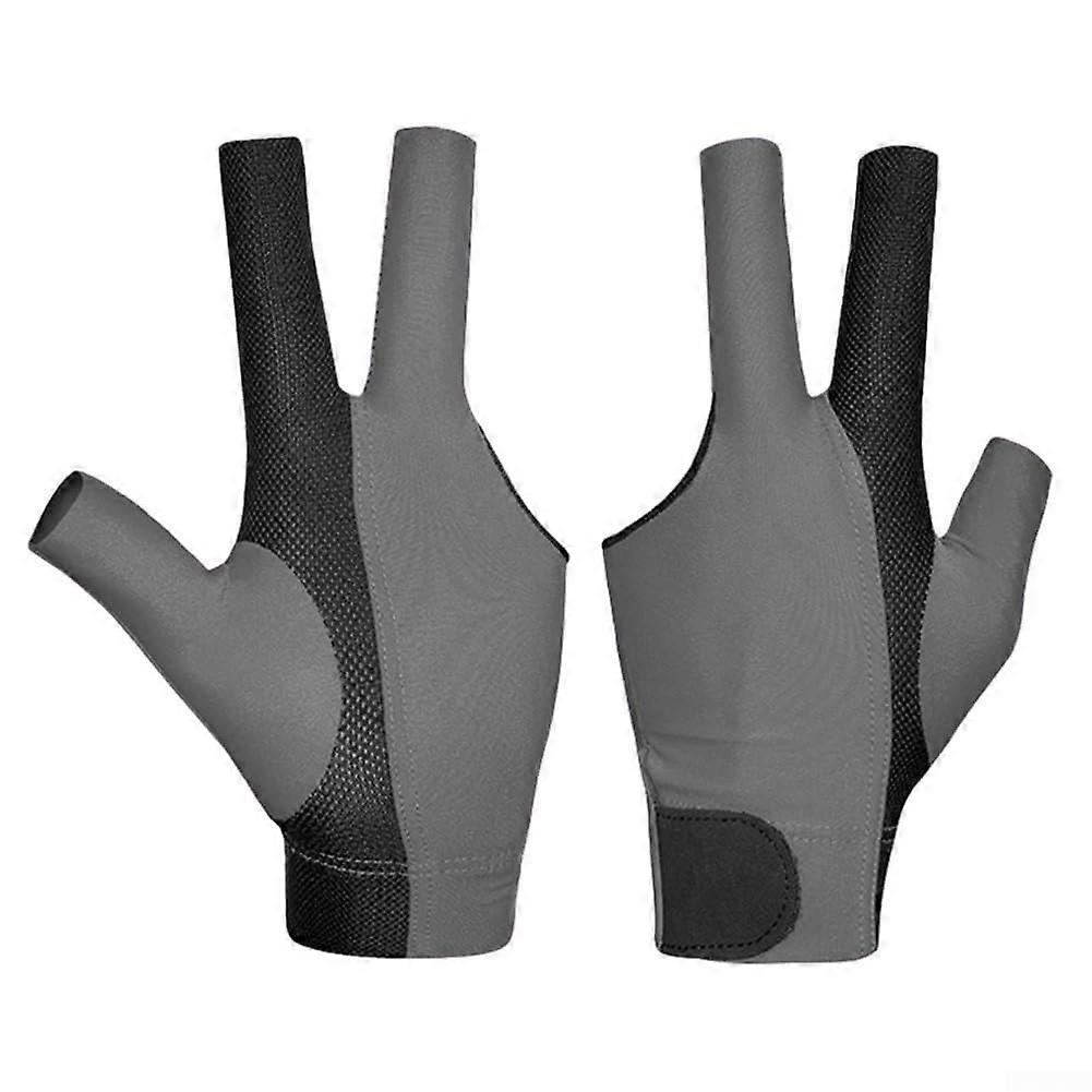 3 Finger Billiard Gloves - Breathable Fabric Billiard Gloves, Precise Fit, Black Grey, 3-Finger Design, Cue Sports Glove