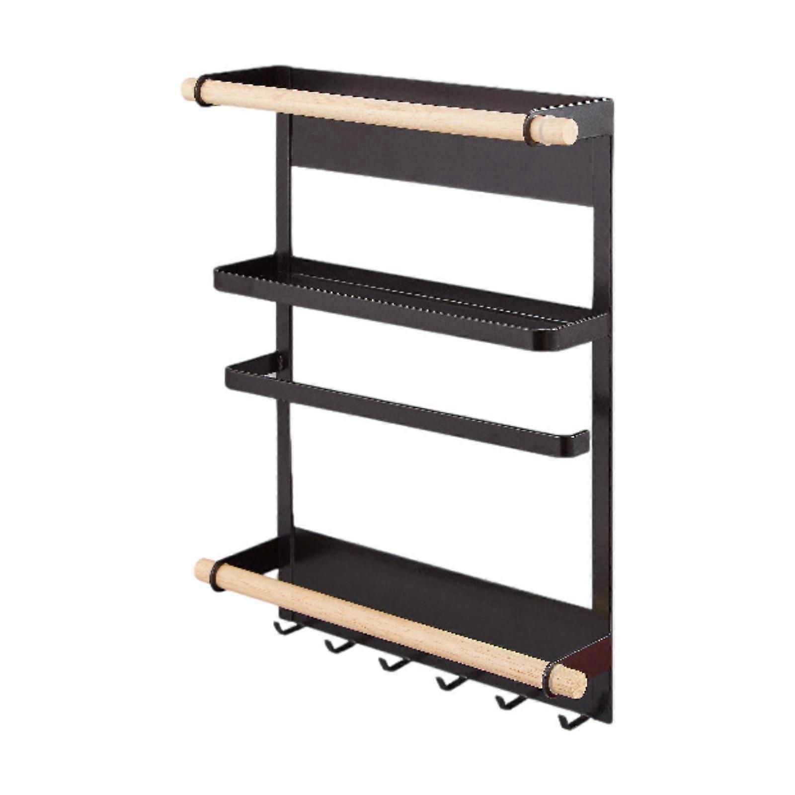 Kitchen Storage Rack, Fridge Shelf Moveable Sturdy with Hook Side Fridge Storage