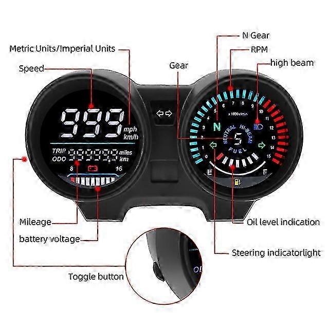 Digital Dashboard LED Electronics Motorcycle RPM Meter Speedometer Gauge for Brazil Compatible with Certain Brand Models 2010
