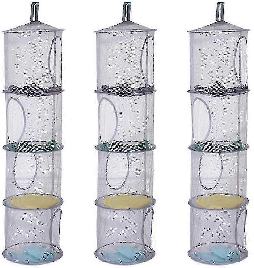 children's storage net 3 pcs hanging drying mesh basket foldable storage
