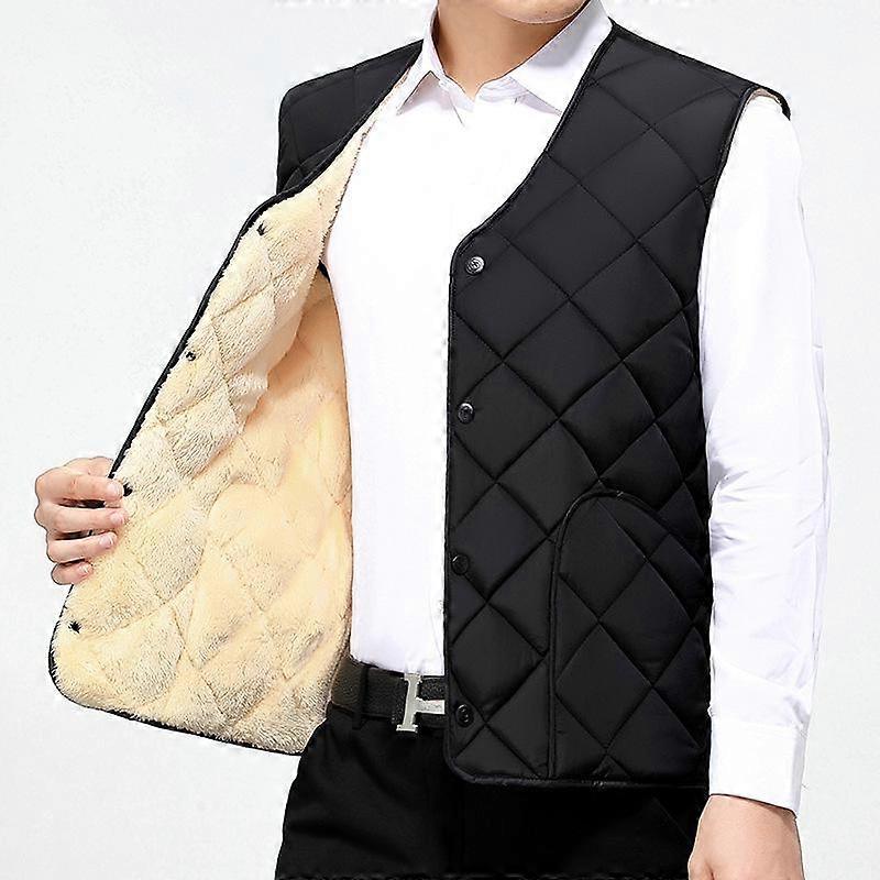Men's Down Cotton Vest Thickened Short Autumn and Winter Middle-aged and Elderly Cotton Vest Plus Velvet Waistcoat Large Size Vest