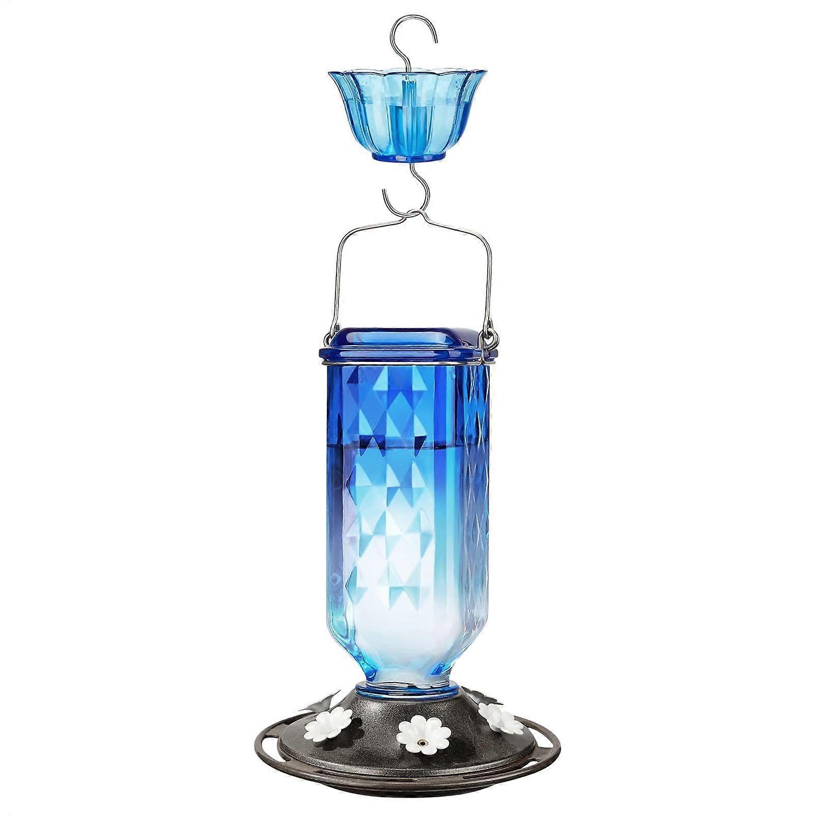 Hangable Hummingbird Feeder with Ant Moat, Leak Proof Outdoor Supply, Gradient Blue