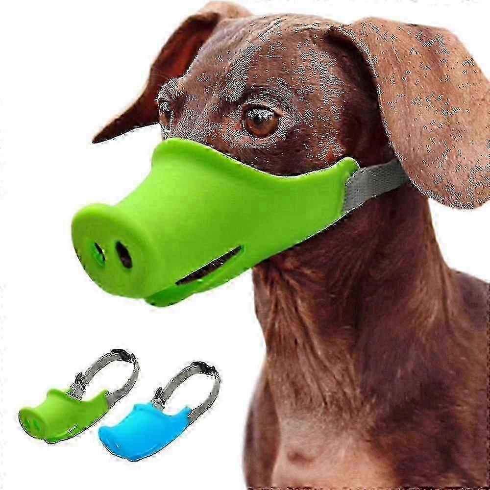 小型犬用のかわいい調整可能な豚の鼻の噛みつき防止マズル-ブルーSサイズ