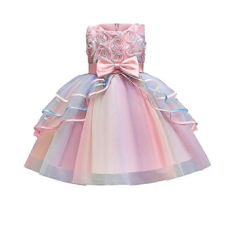 Prinzessin Rose Mesh Tüll Rock Mädchen Abend Performance Kleid Einteiler