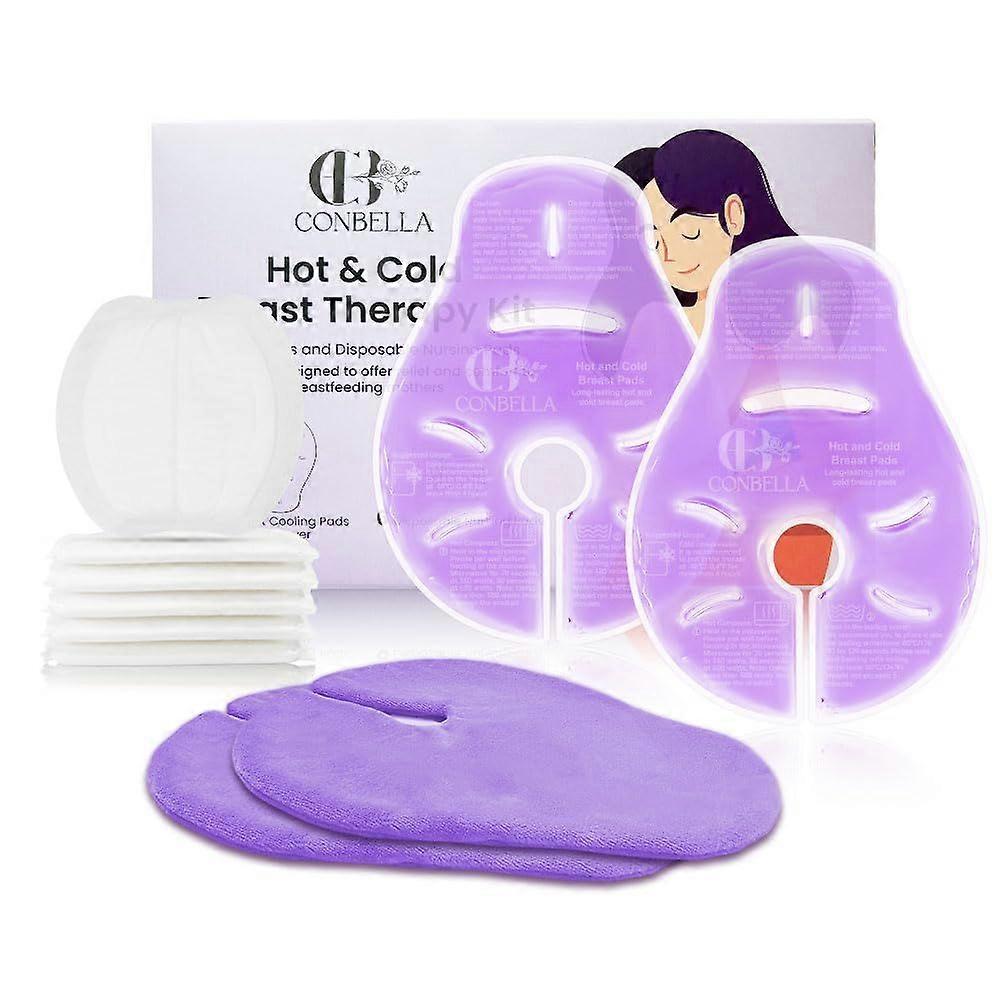 2 Larger Breast Ice Packs with Soft Covers and 6 Breast Pads for Leaking Milk