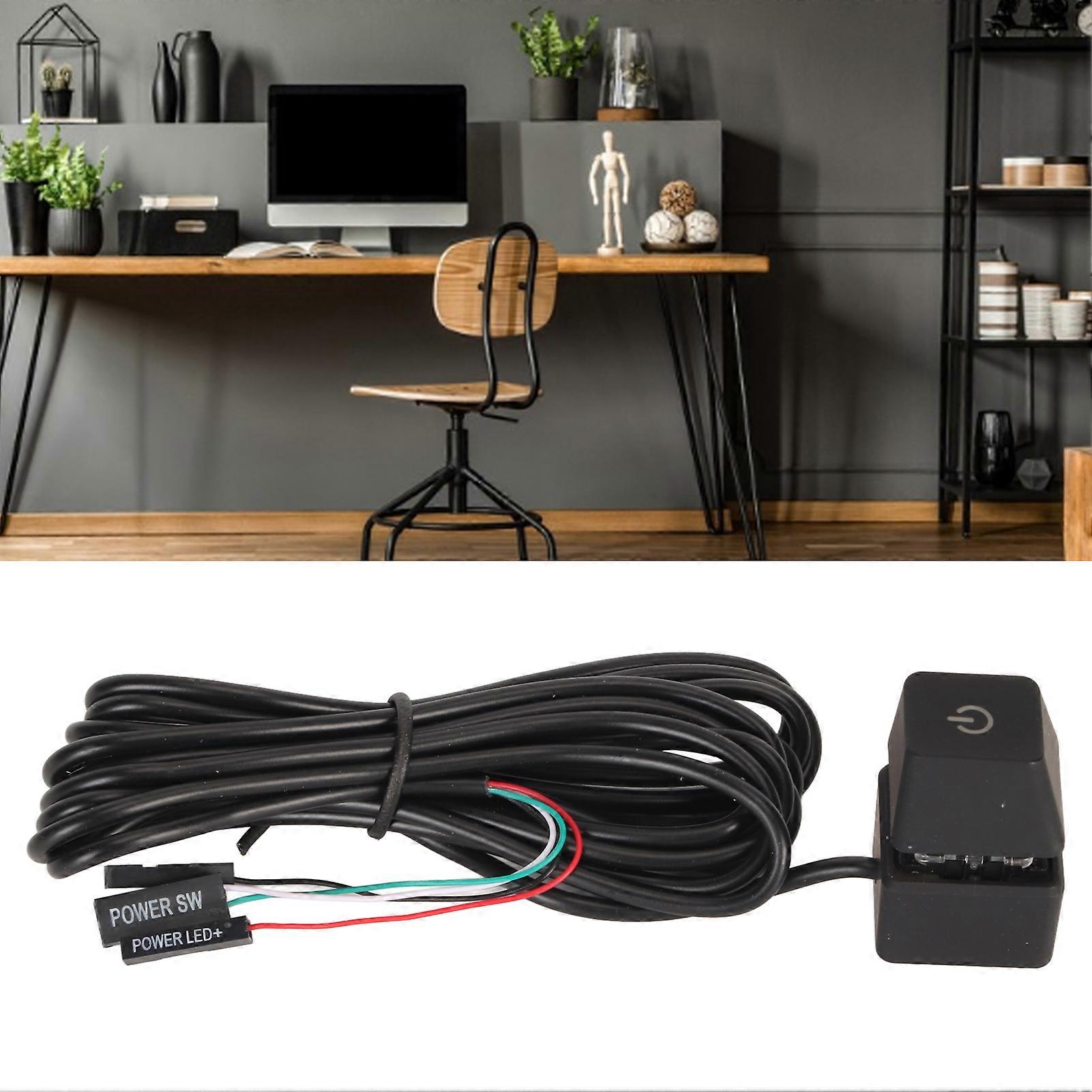 PC Power Switch Blue Switch Mechanical Key Backlit Plug and Play PC Power Button for Desktop Computer Office Gaming Blue Light 6.6ft Cable