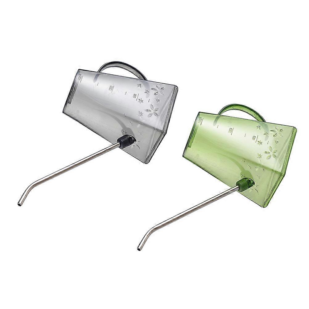 Garden Spout Kettle Simple Design Watering Can Long Nozzle Transparent Gray 1.4L 2Pcs