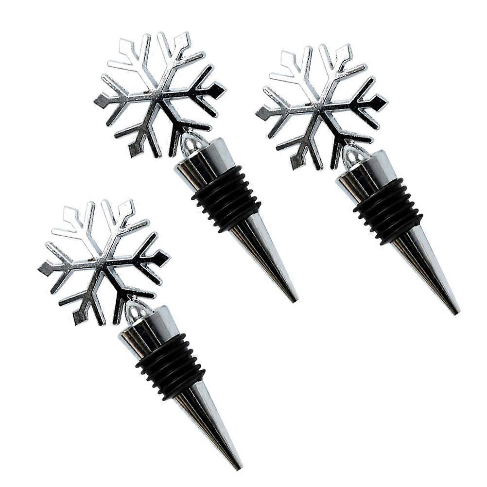 Metal Creative Snowflake Shape Airtight Seal Plug Silver 3Pcs