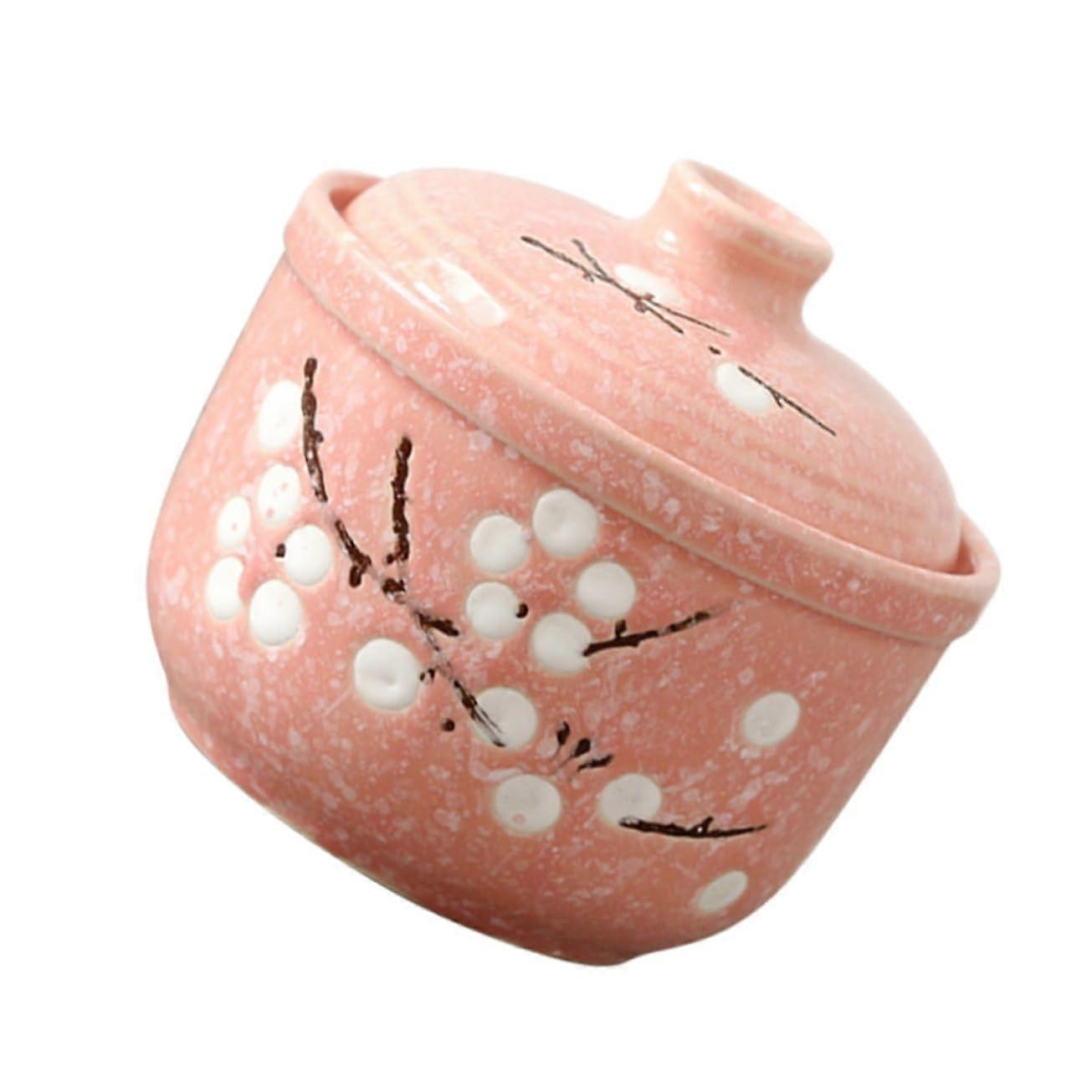 1 piece ceramic soup bowl with lid and dessert bowl for egg soups and nest pink for friends Ref: 2084