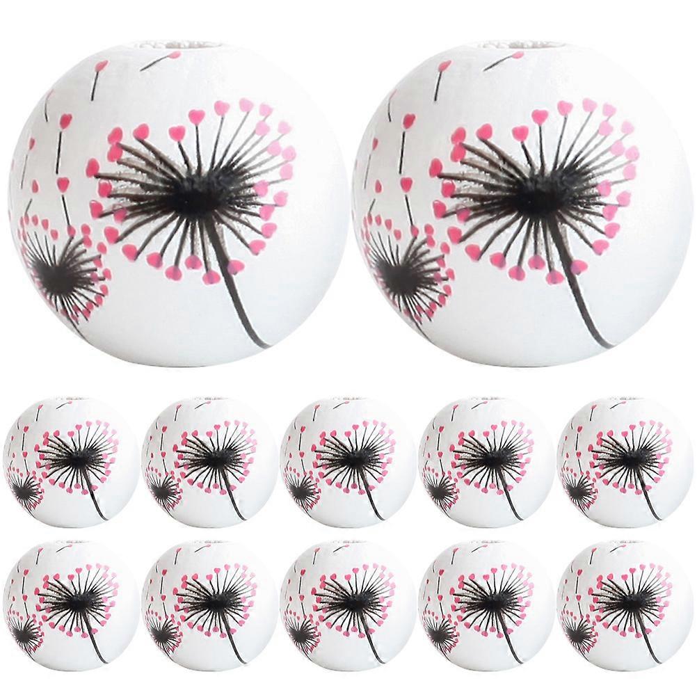Handmade Loose Beads Dandelion Pattern Jewelry Diy Crafts Assorted Color Round Design 50Pcs