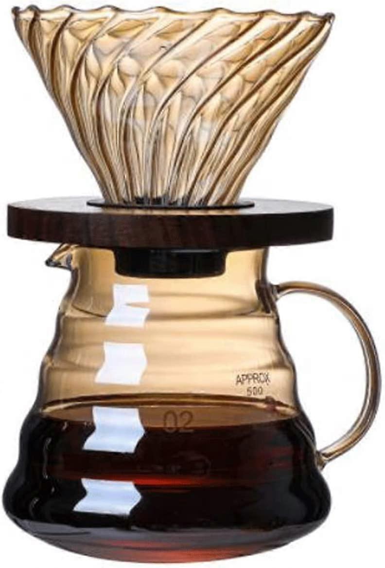 Coffee Percolator Filter Cone, Brown Glass Drip Pot with Fine Mesh Sieve, Reusable Brewing Supplies