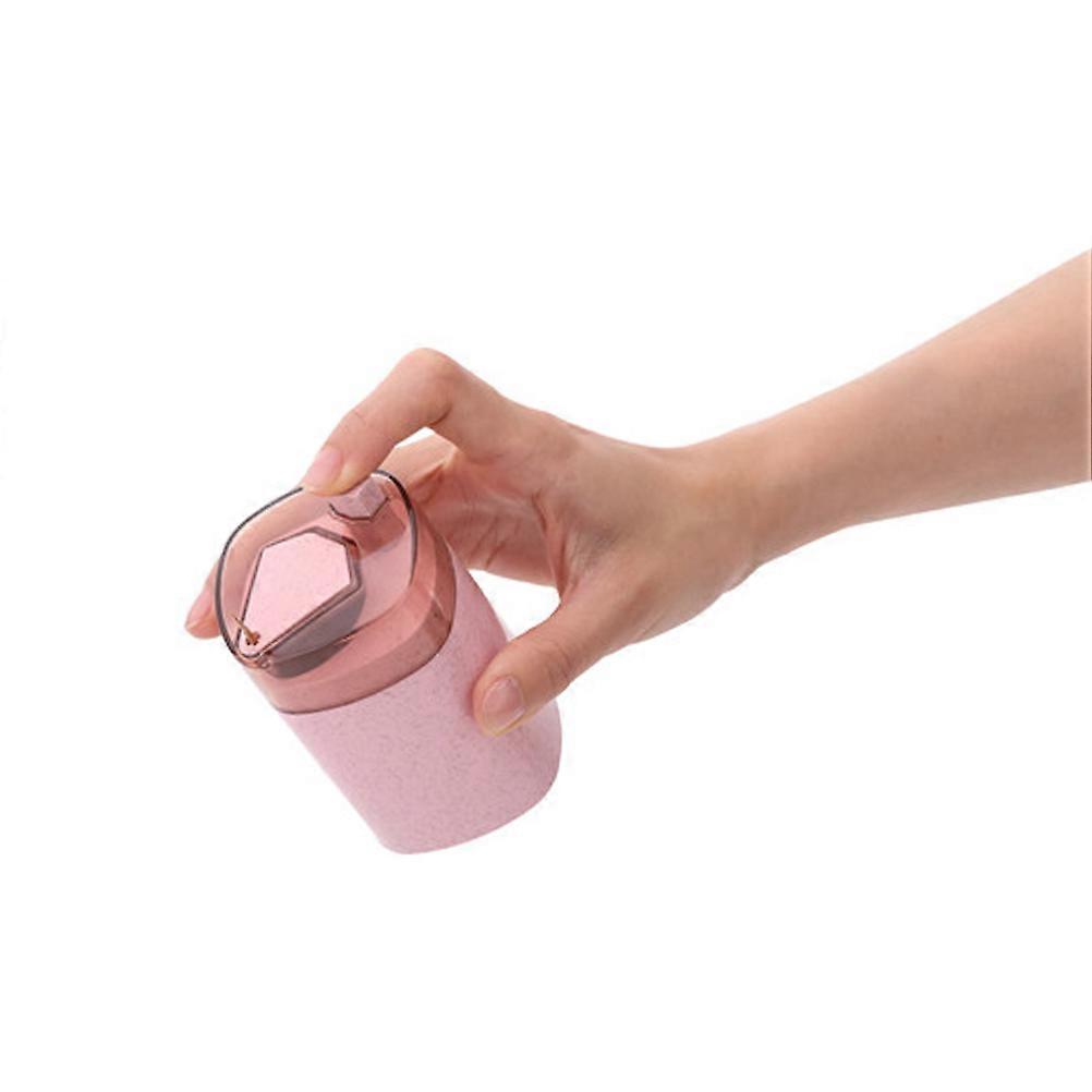 Toothpicks Holder Dispenser Straw Material Simple Design Press-to-Release Function for Office Pink 9x6x5cm 1Pack