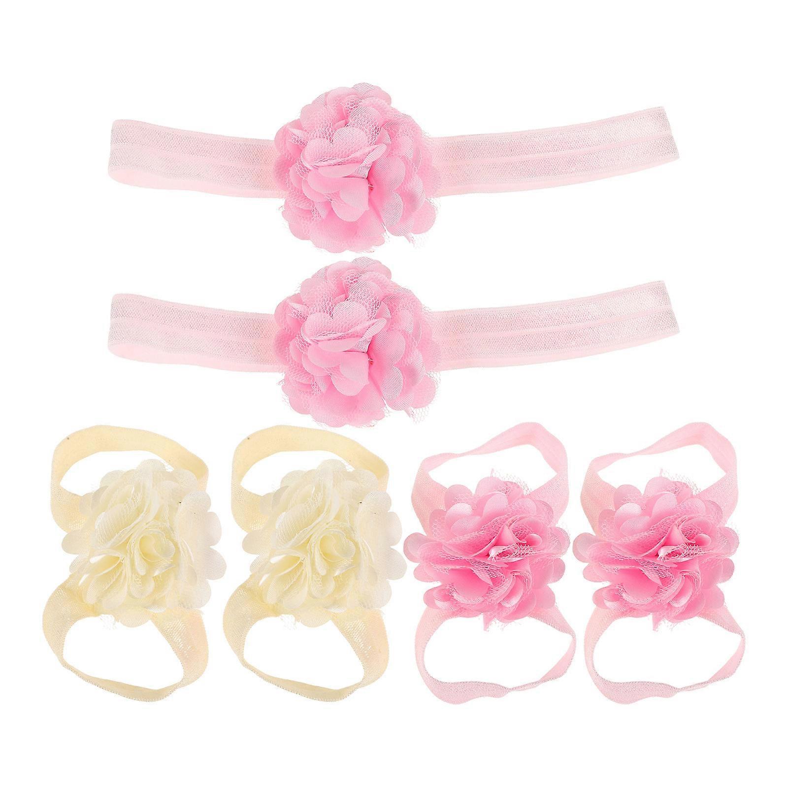 Sandales aux pieds nus Bébé Fille Floral Bandeau Ensemble Tout-petit Utilisation quotidienne Multi Couleur Confortable 2 Ensembles