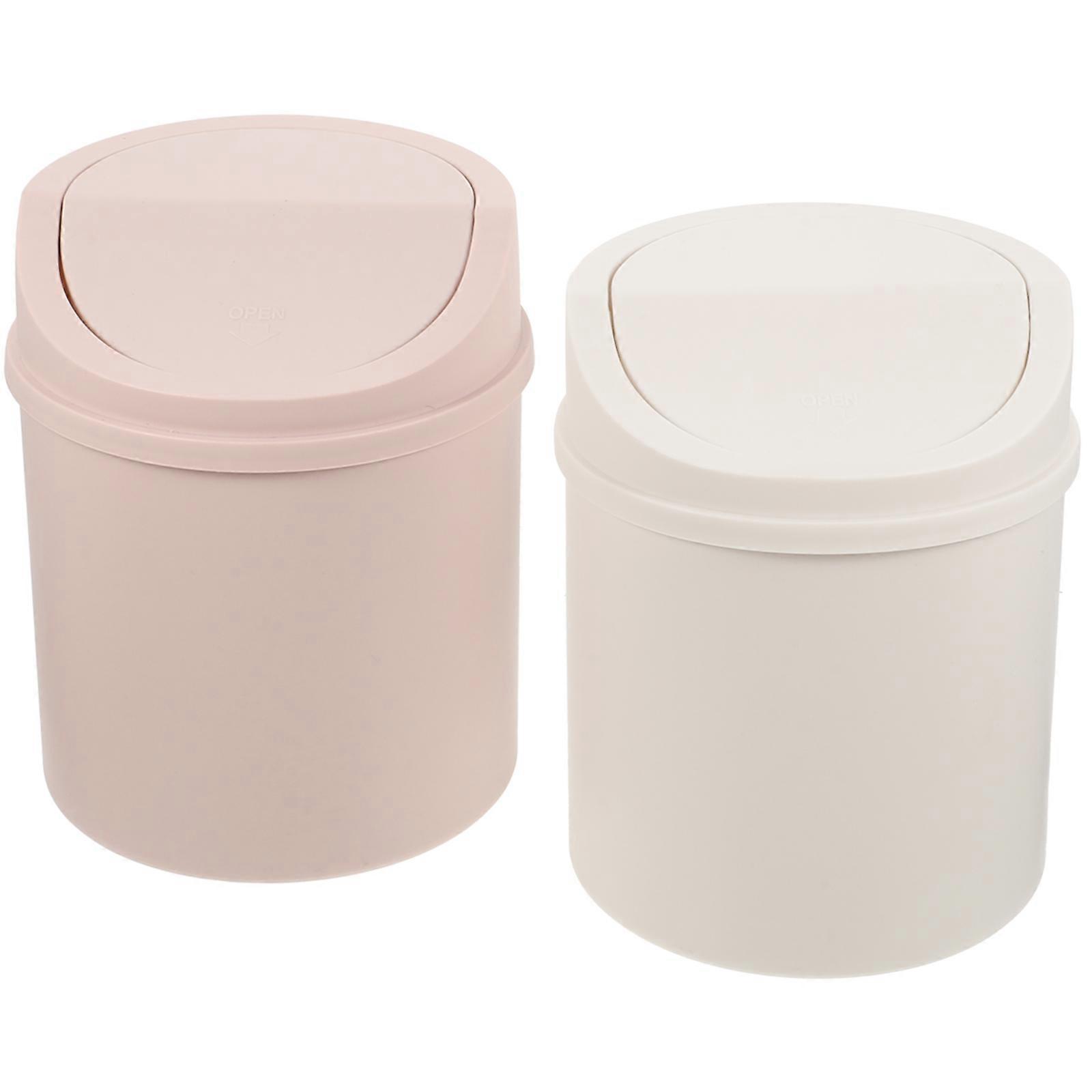 Small Plastic Trash Can Desktop Garbage Bin Rectangular 17x13x13cm Waste Storage Office Workers 2Set