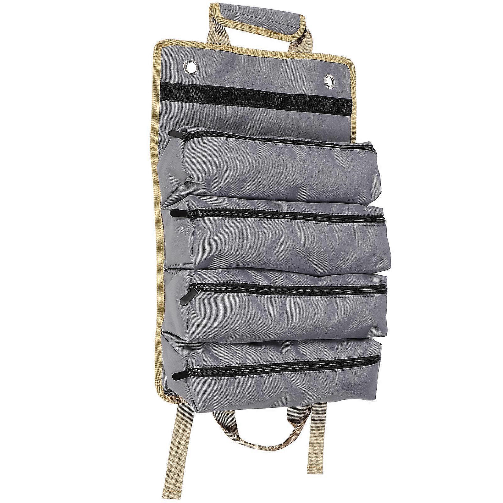 Electrician Pouch Roll Up Tool Bag Portable Mechanic Home Use Khaki Dark Grey 1Set