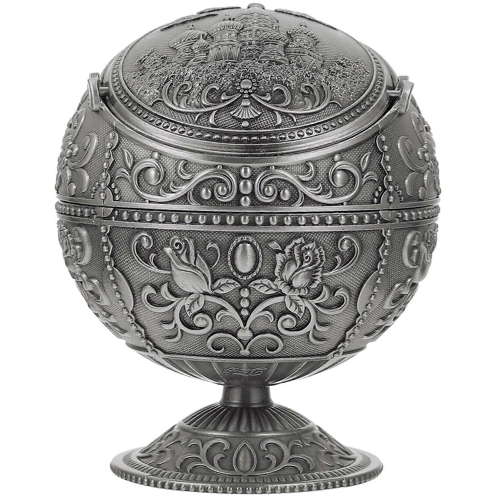 Creative Grey Spherical Ashtray with Lid for Home 1Pcs Desktop Ornament