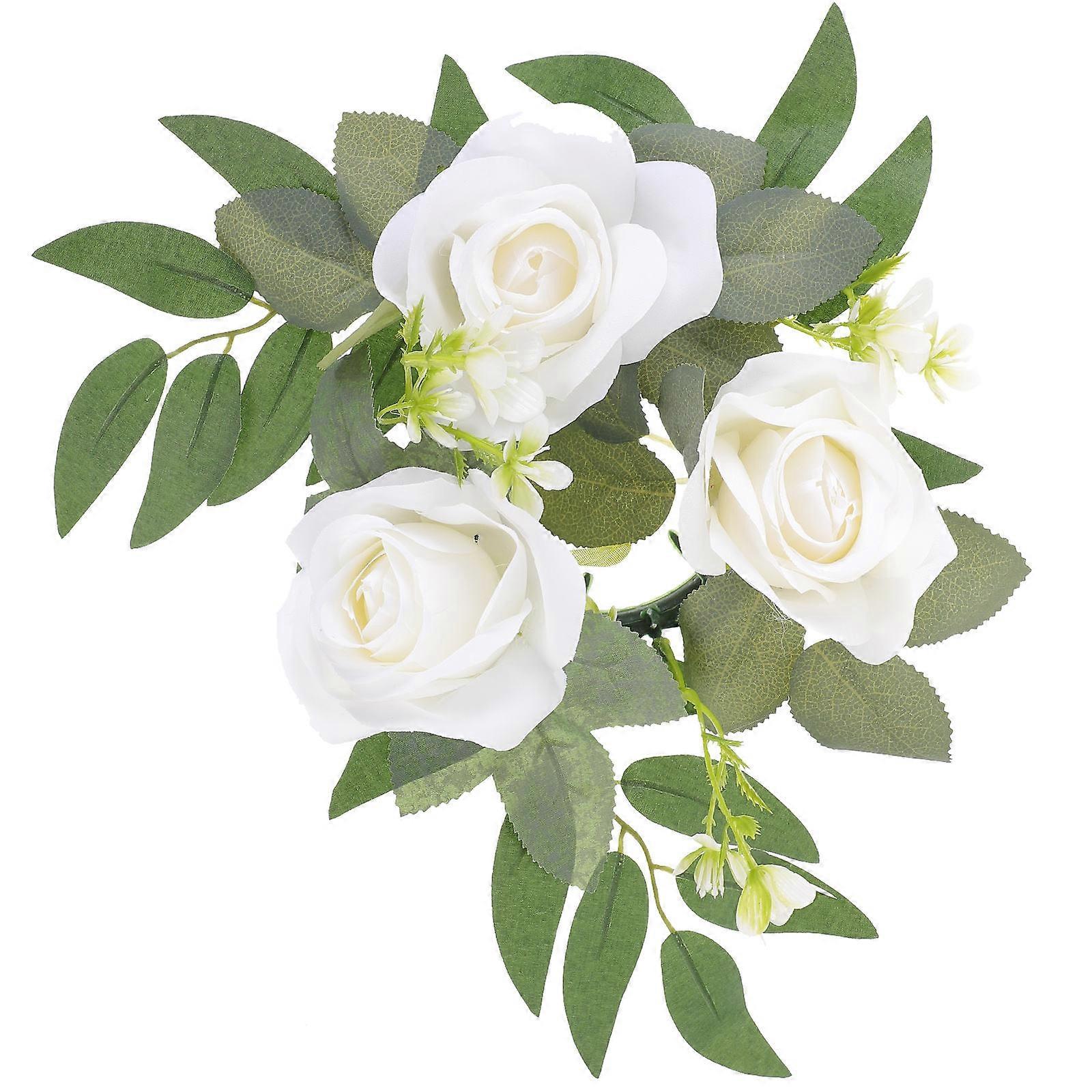 Artificial Flower Wreath For Table Wreath For Candle Ring Wedding Embellishments White 27.00X27.00X5.00CM Plastic 1Pack
