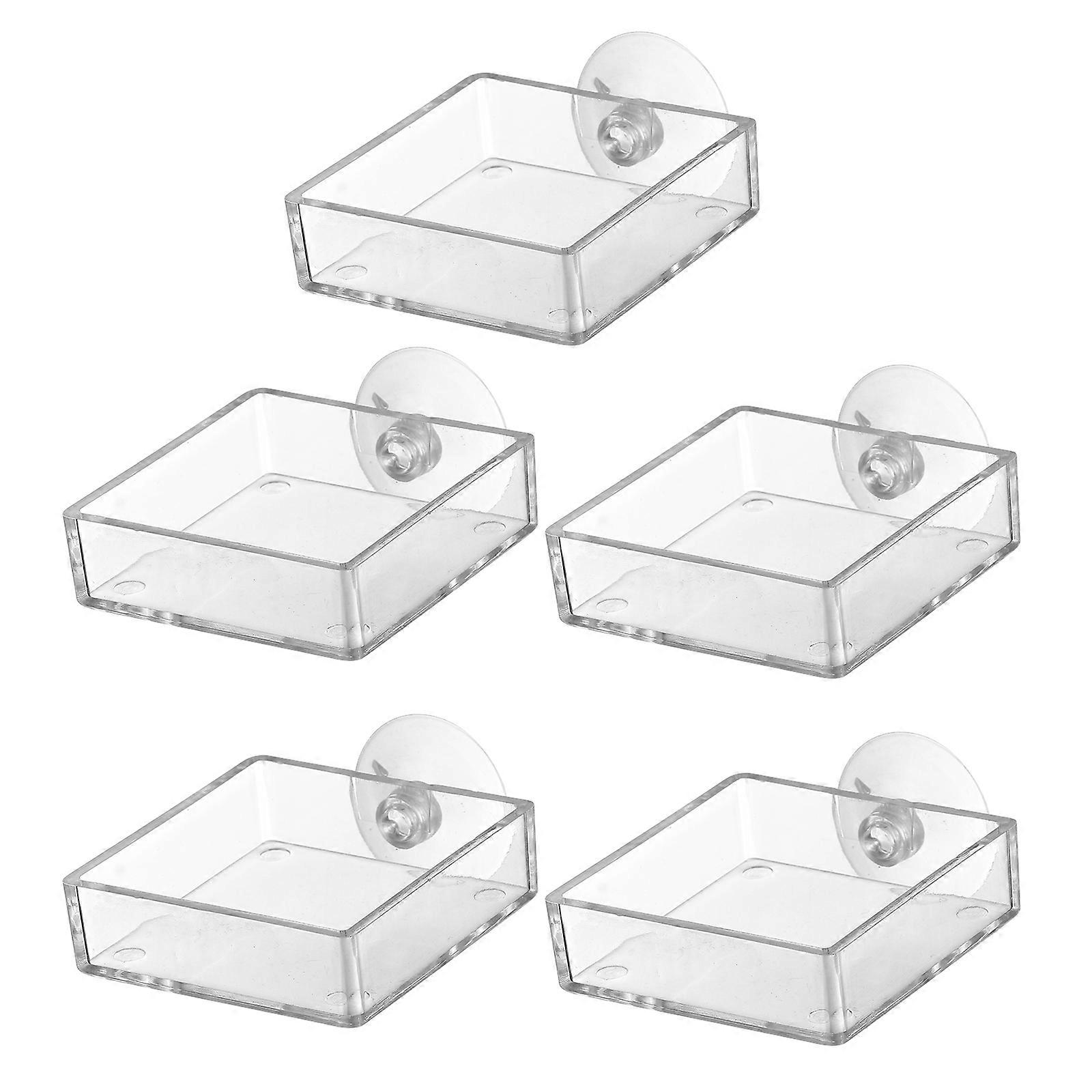Fish Feeding Port Shrimp Feeder Bowl Aquarium Feeding Device 6 5x6 5cm Square Shape 5Pack
