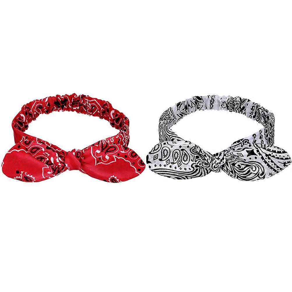 Elastic Headband For Women Retro Knot Chic Style Red 2Pcs